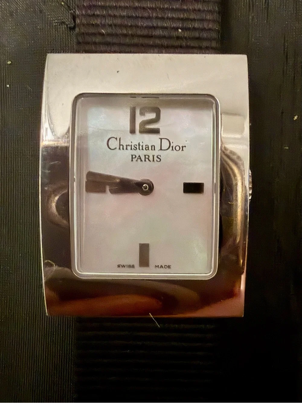 Vintage Christian Dior Swiss Mother of Pearl Watch Box Papers & Ex Strap & Clasp